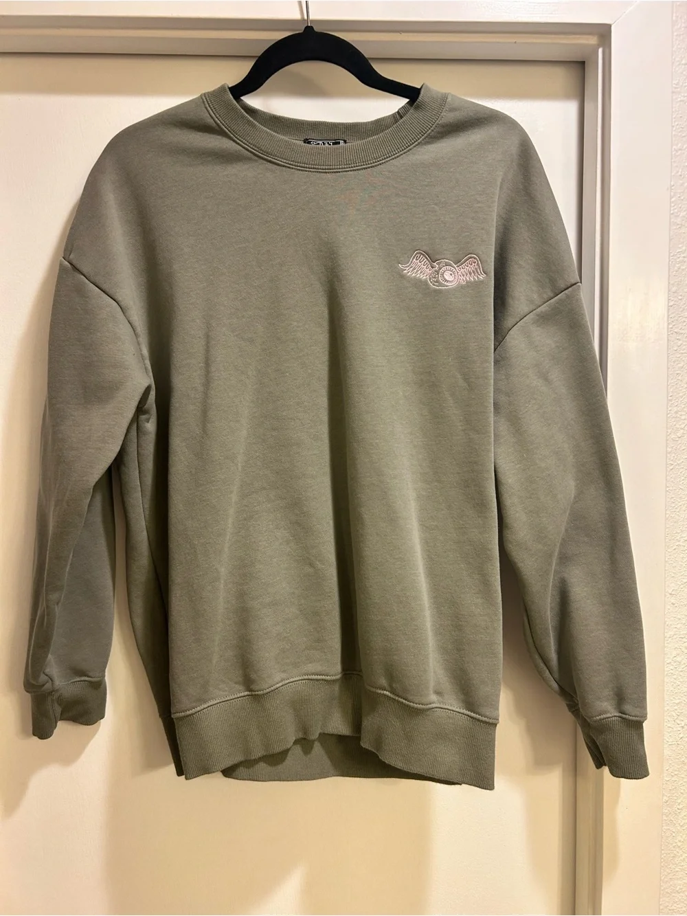 Von Dutch Men's Sage Green Crewneck Sweatshirt with Embroidered Logo